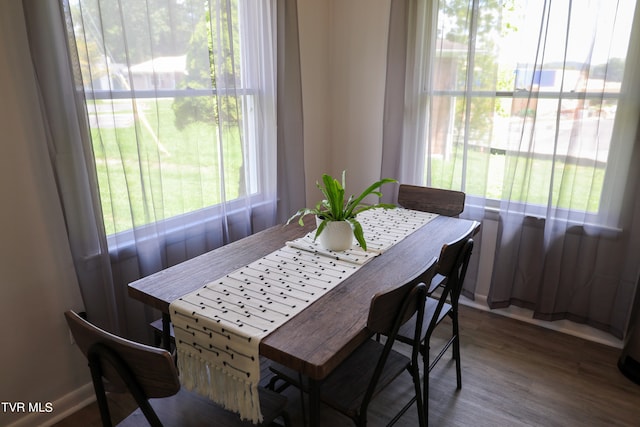 dining space featuring hardwood / wood-style flooring