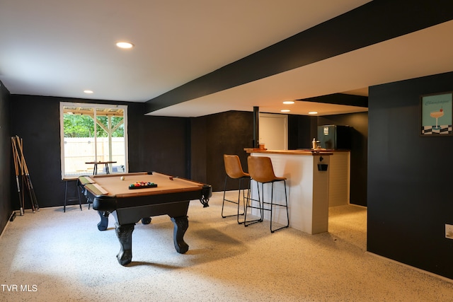 game room featuring billiards and indoor bar