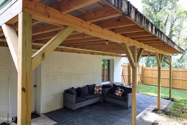 view of patio featuring an outdoor living space