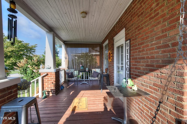 deck with covered porch