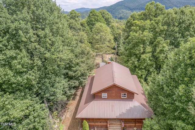 drone / aerial view with a mountain view