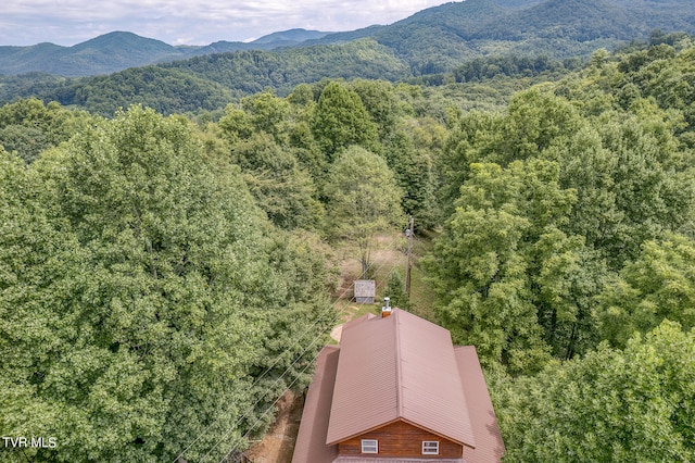 drone / aerial view with a mountain view