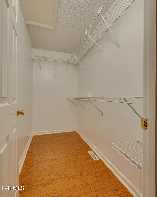 spacious closet featuring hardwood / wood-style flooring