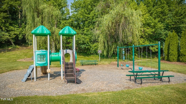 view of playground featuring a yard