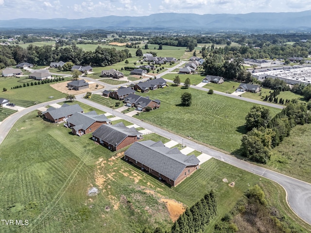 birds eye view of property with a mountain view