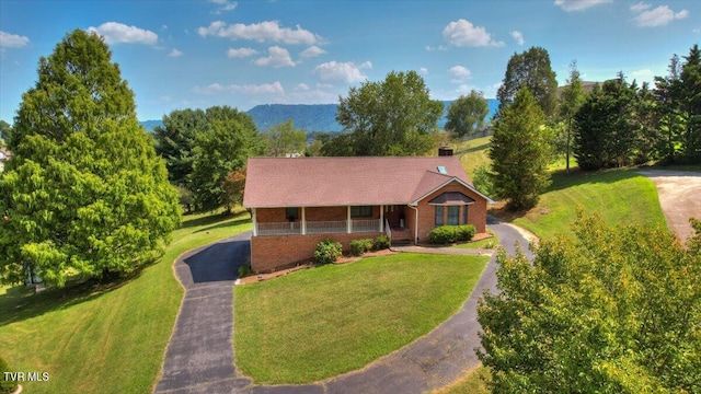 ranch-style house featuring a front yard