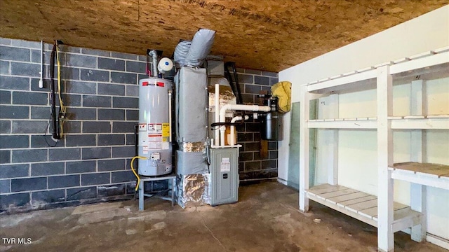 utility room with gas water heater