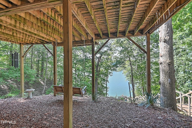 view of patio / terrace featuring a water view