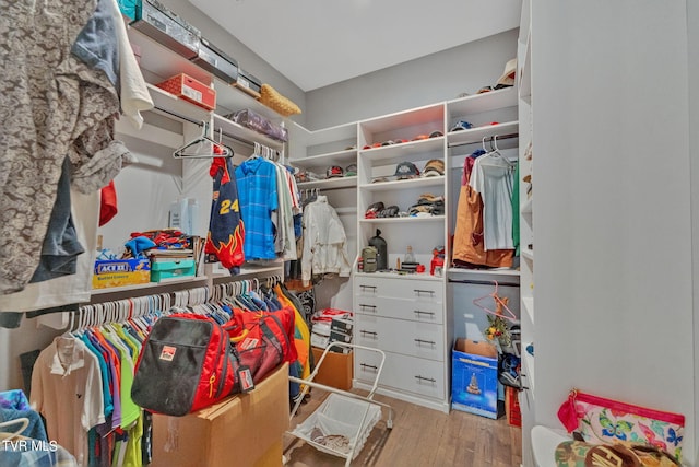 spacious closet with wood finished floors