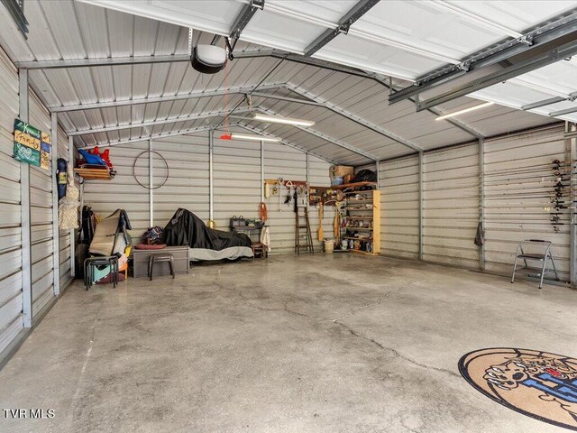 garage with a garage door opener