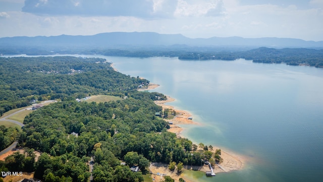 aerial view with a water and mountain view