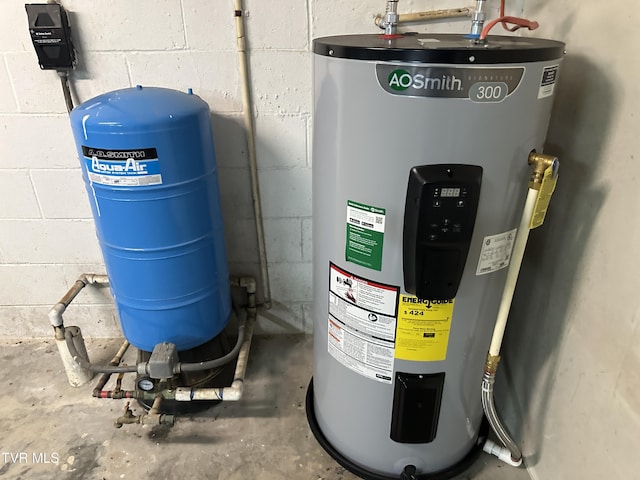 utility room with water heater