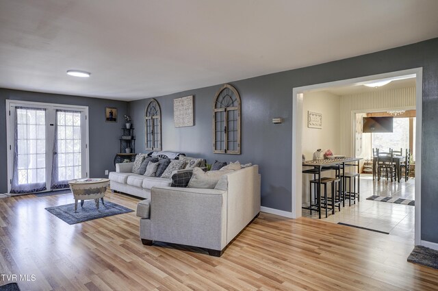 living room featuring wood-type flooring