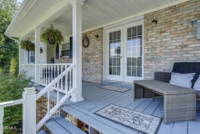 deck featuring a porch