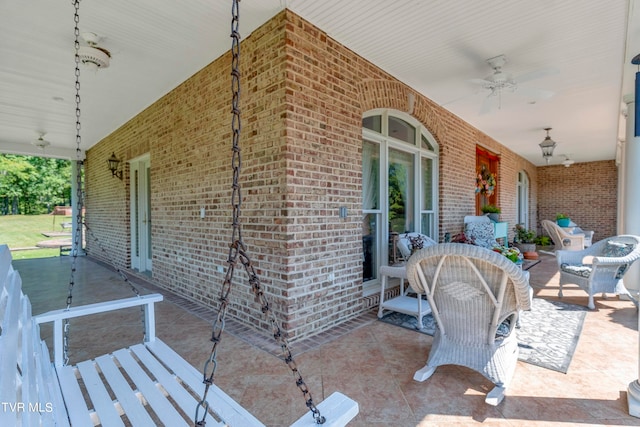 view of patio with ceiling fan