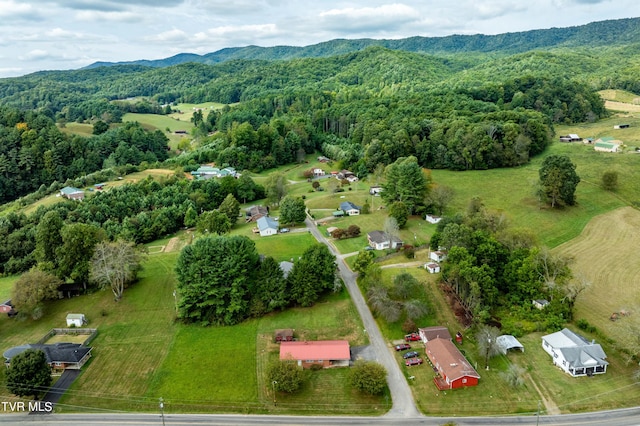 birds eye view of property with a rural view and a mountain view