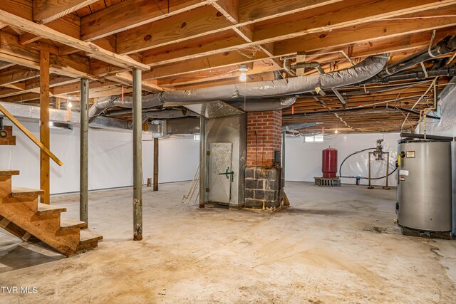 basement with gas water heater