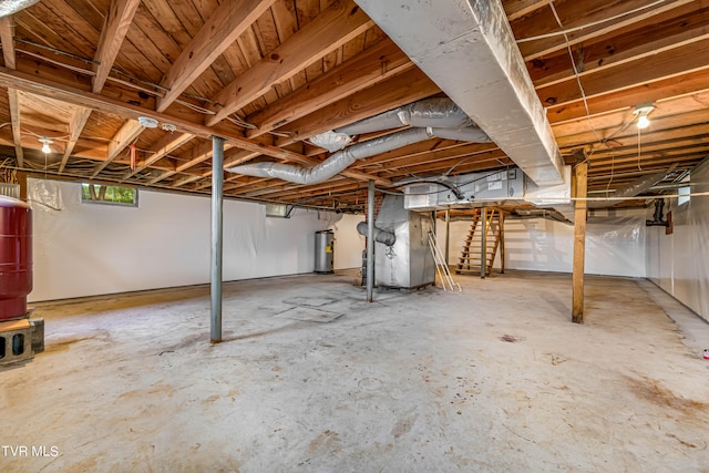 basement with water heater