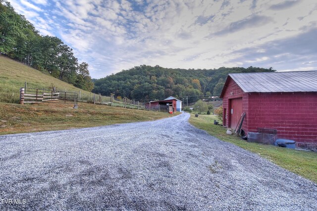 view of road with a rural view