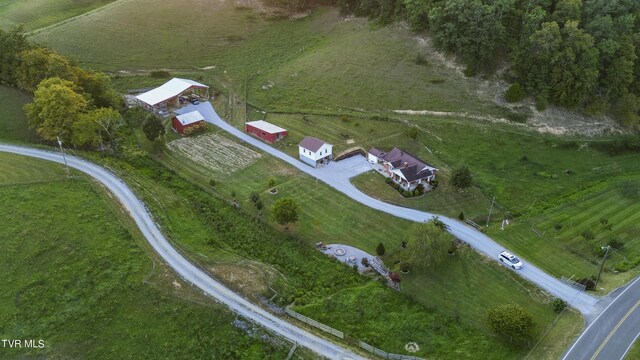 aerial view with a rural view