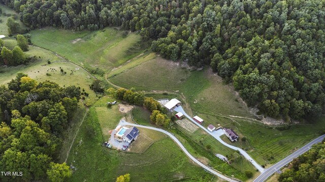 bird's eye view with a rural view