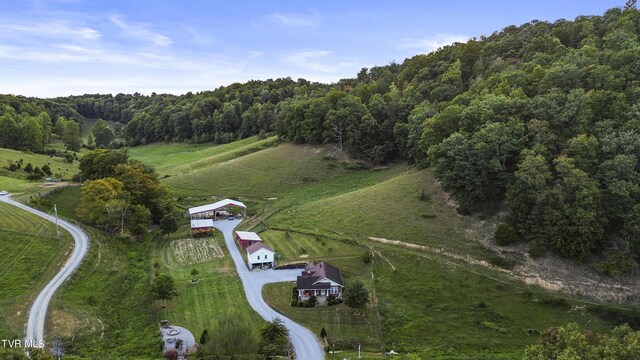 drone / aerial view featuring a rural view