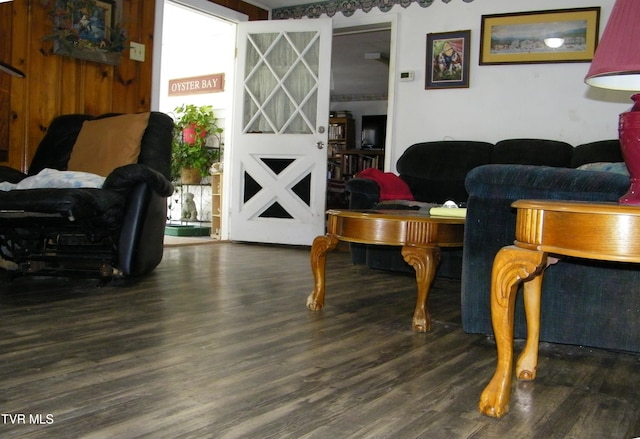 living room featuring dark hardwood / wood-style flooring