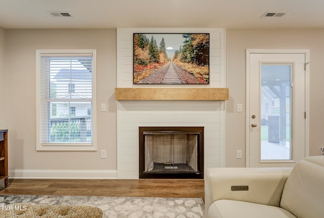 living room with hardwood / wood-style floors