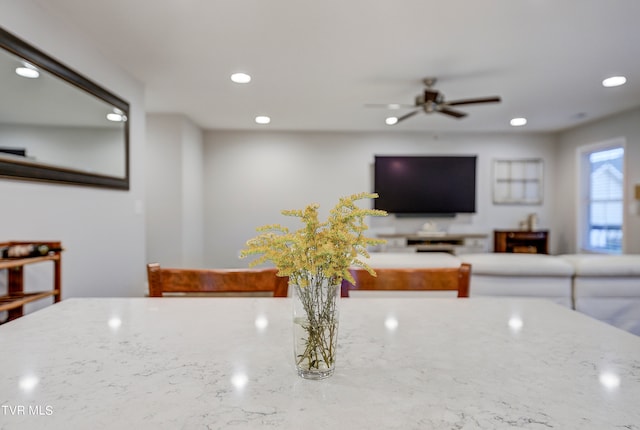 kitchen featuring ceiling fan