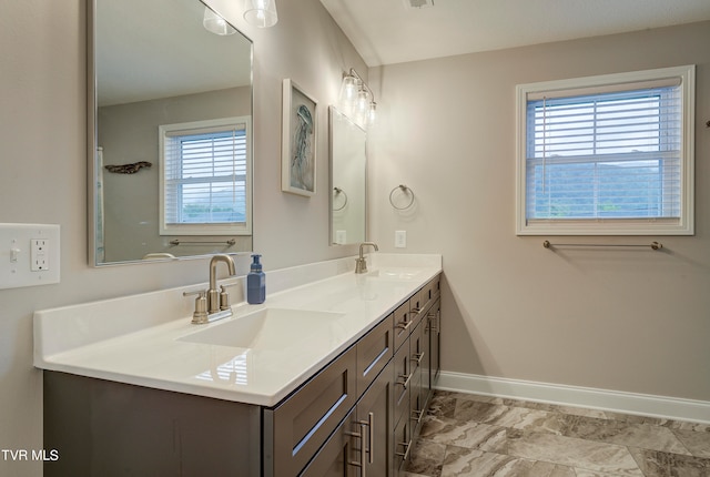 bathroom with plenty of natural light and vanity