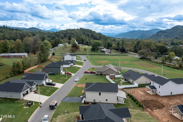 aerial view featuring a mountain view