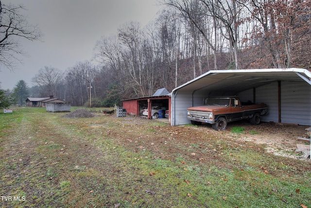 exterior space featuring a carport