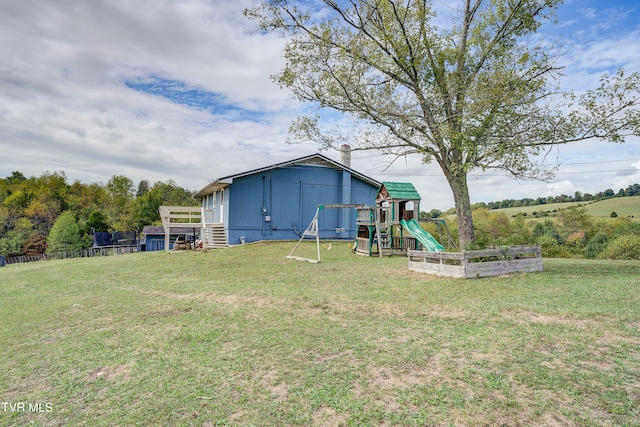 view of yard with a playground