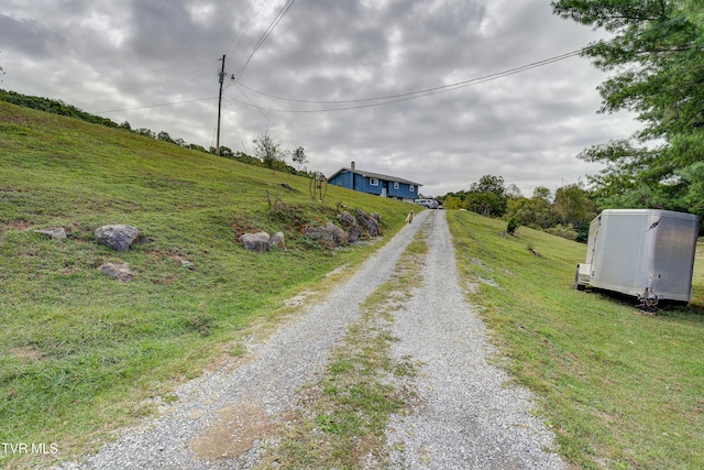 view of road with a rural view