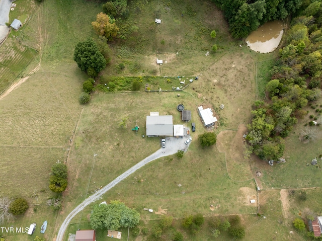 drone / aerial view with a rural view