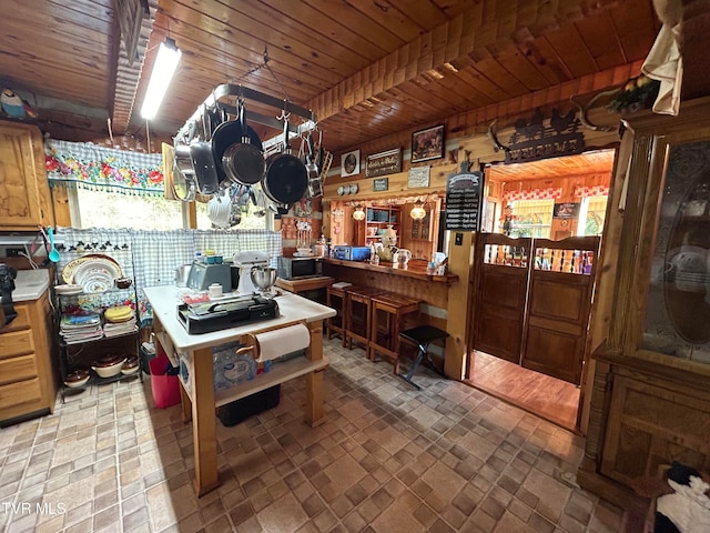 kitchen with wooden ceiling