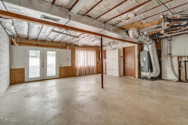 basement with heating unit