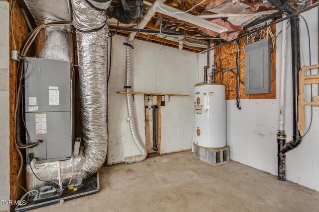 utilities with water heater and electric panel