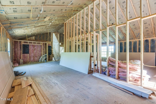 misc room featuring lofted ceiling