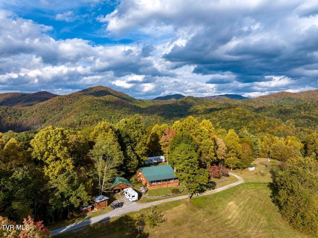 bird's eye view featuring a mountain view