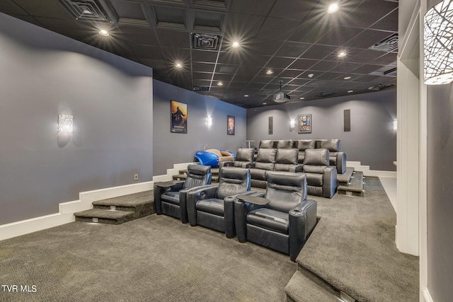 view of carpeted cinema room