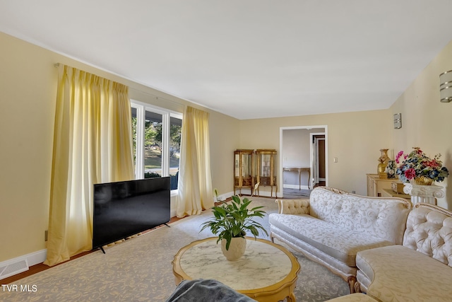 living room with hardwood / wood-style floors