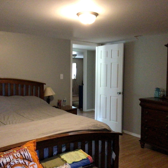 bedroom with wood-type flooring