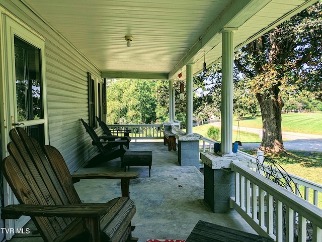 wooden deck featuring a porch