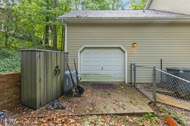 garage with cooling unit