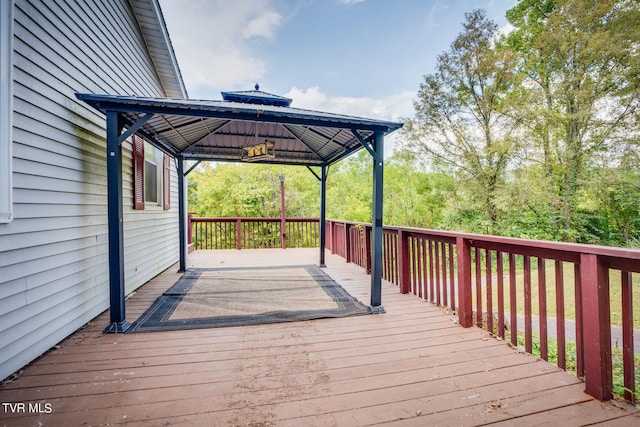 wooden deck with a gazebo