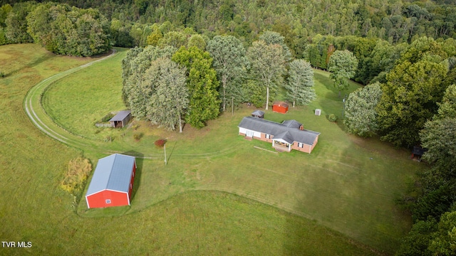 drone / aerial view with a rural view