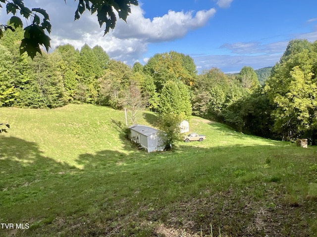 view of yard featuring a view of trees
