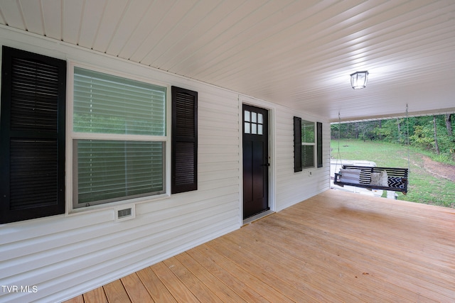 deck with a porch