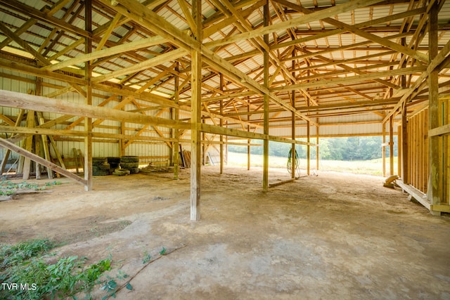 misc room with lofted ceiling